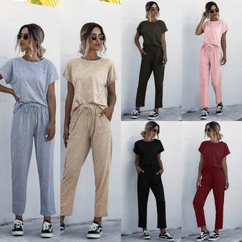 Plus Size Summer Women's Casual Tracksuits Tops And Pants 2 Piece Set 2020 Office Lounge Wear Short Sleeve O-Neck Two-piece Suit
Plus Size Summer Women's Casual Tracksuits Tops And Pants 2 Piece Set 2020 Office Lounge Wear Short Sleeve O-Neck Two-piece Suit