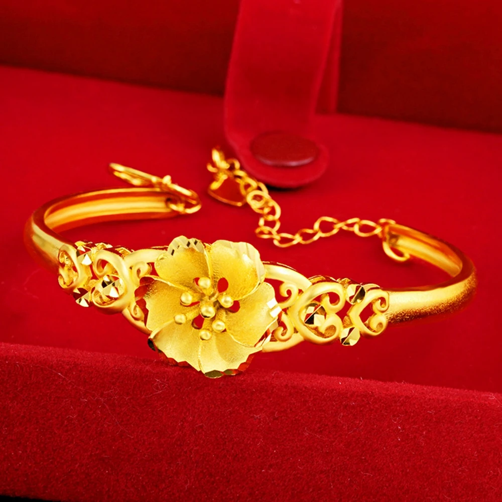 Flower Cuff Bangle Bracelet Women Accessories Yellow Gold Filled Wedding Party Traditional Jewelry Gift
Flower Cuff Bangle Bracelet Women Accessories Yellow Gold Filled Wedding Party Traditional Jewelry Gift
