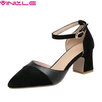 VINLLE 2020 Sexy Pointed Toe Hollow Women Pumps Patchwork Flock PU Fashion Ladies Shoes Buckle Square High Heels Big Size 34-43 
VINLLE 2020 Sexy Pointed Toe Hollow Women Pumps Patchwork Flock PU Fashion Ladies Shoes Buckle Square High Heels Big Size 34-43