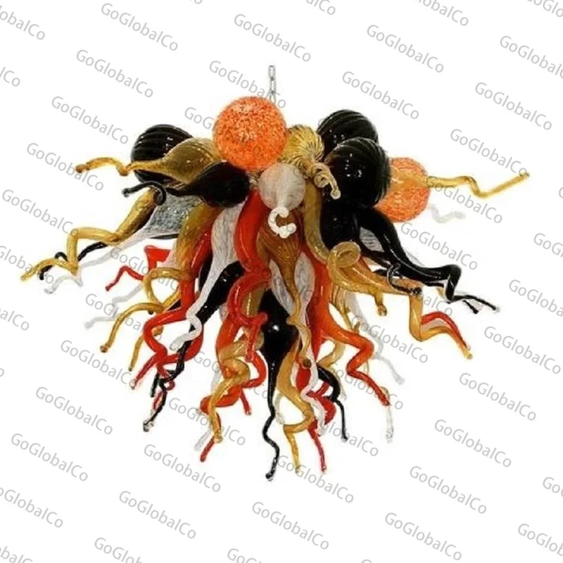 

Chihuly Style Art Lamp Chandelier 24 Inches Black White Amber Red Color Italian Hand Blown Murano Pendant Lamps Home Decoration