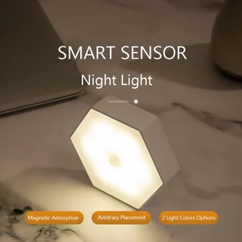 Hexagon Night Light LED Smart Light Human Body Sensor for Bedroom Entry Aisle 3 x AAA batteries (not included)