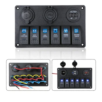 Hot New 6 Gang LED Rocker Switch Panel Double USB Charger 12V Cigarette Socket Digital Voltmeter Car Panel Switch
Hot New 6 Gang LED Rocker Switch Panel Double USB Charger 12V Cigarette Socket Digital Voltmeter Car Panel Switch