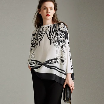 Blouse Women Top Plus Sizes Simple Design 100% Silk Patch Modal O Neck Drop-shoulder Modal Sleeves Loose Top New Fashion
Blouse Women Top Plus Sizes Simple Design 100% Silk Patch Modal O Neck Drop-shoulder Modal Sleeves Loose Top New Fashion