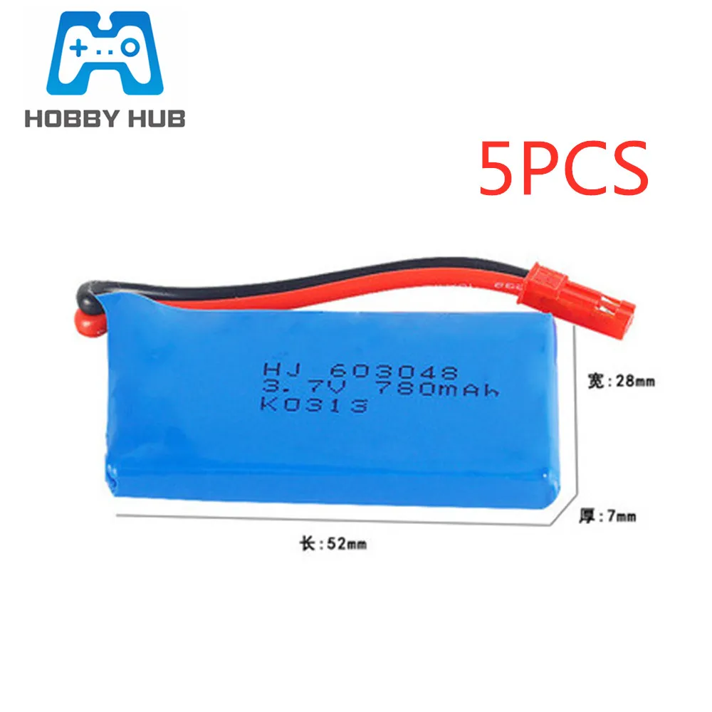 

Hobby Hub 3.7V 730mAh Lipo Battery For WLtoys V626 V636 V686 quadrocopter Li-po battery 3.7V 780mAh 603048 jst plug 5pcs
