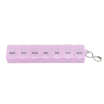 Pink Plastic Rectangle 7 Compartments Weekly Medicine Pill Box w Ball Chain 
Pink Plastic Rectangle 7 Compartments Weekly Medicine Pill Box w Ball Chain
