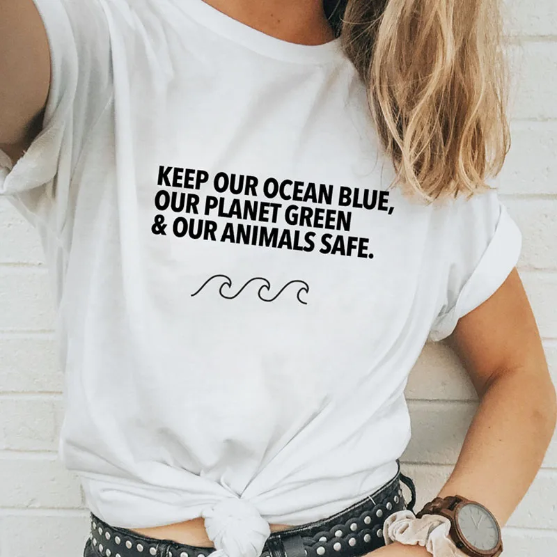 Keep Our Ocean Blue Our Planet Green & Our Animals Safe T-Shirt Women Save The Earth Shirt Slogan Graphic Tops Tumblr T Shirt
Keep Our Ocean Blue Our Planet Green & Our Animals Safe T-Shirt Women Save The Earth Shirt Slogan Graphic Tops Tumblr T Shirt