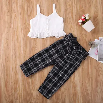 Emmababy Toddler Baby Girl Clothes Solid Color Strap Crop Ruffle Tops Plaids Long Pants 2Pcs Outfits Clothes Summer Set 
Emmababy Toddler Baby Girl Clothes Solid Color Strap Crop Ruffle Tops Plaids Long Pants 2Pcs Outfits Clothes Summer Set