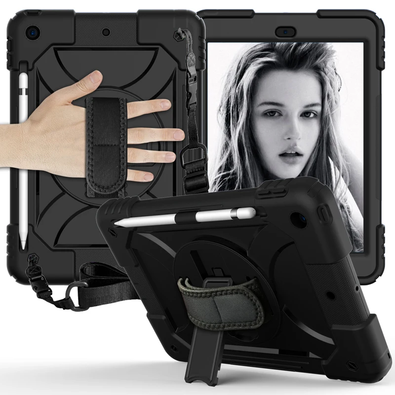 For iPad 7th Generation Case with Pencil Holder Rotatable Stand Hand Strap and Shoulder Belt Shockproof Case for iPad 10.2 inch
For iPad 7th Generation Case with Pencil Holder Rotatable Stand Hand Strap and Shoulder Belt Shockproof Case for iPad 10.2 inch