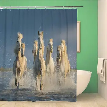 Bathroom Shower Curtain Blue Agility Running Horses in Water Equus Caballus Camargue 72x72 inches Waterproof Bath Curtain Set
Bathroom Shower Curtain Blue Agility Running Horses in Water Equus Caballus Camargue 72x72 inches Waterproof Bath Curtain Set
