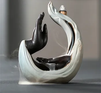 Creative Buddha Palm Hand Incense Holder Porcelain Backflow Incense Burner Smoke Aroma Censer Encens Meditation Yoga Zen Room 
Creative Buddha Palm Hand Incense Holder Porcelain Backflow Incense Burner Smoke Aroma Censer Encens Meditation Yoga Zen Room
