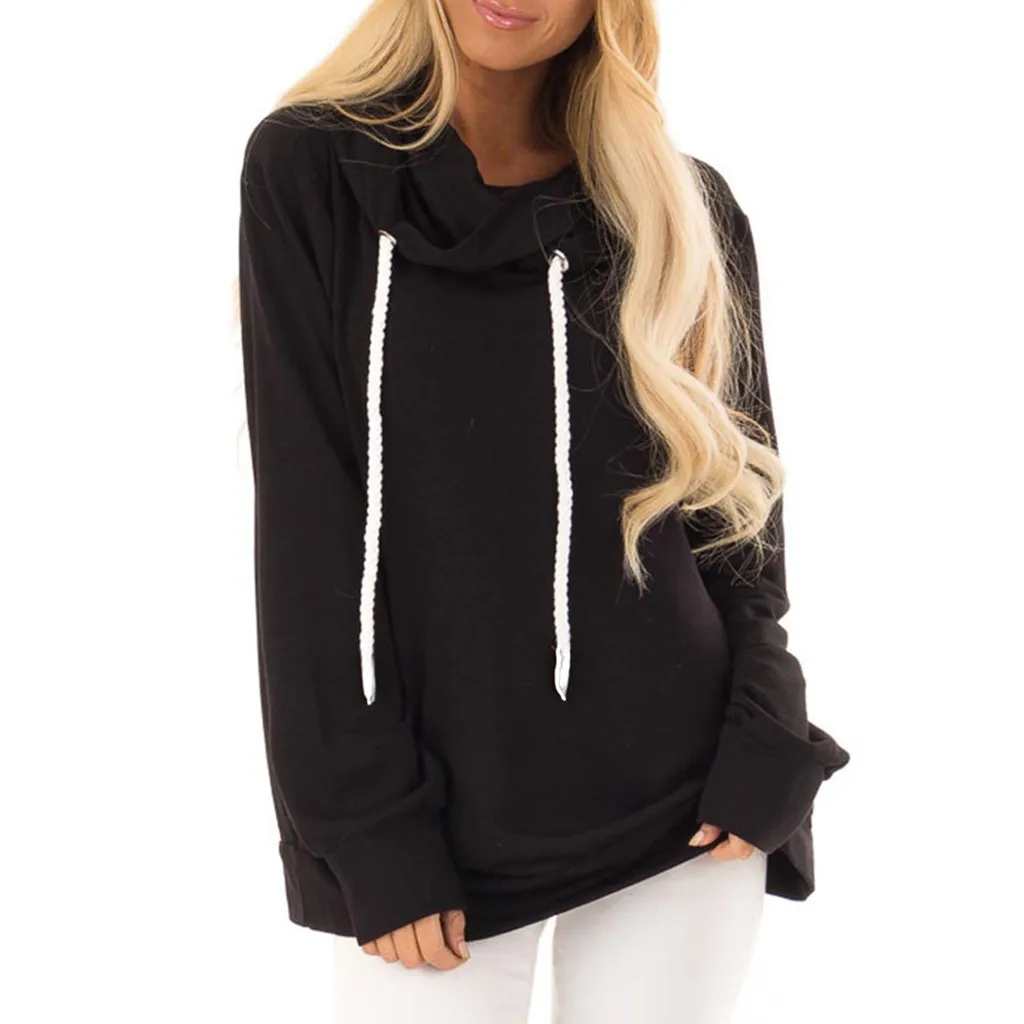 Vintage black Women AutumnSweatshirt Slogan Tops Cotton Long Sleeve Pullovers Hoodies Female Hooded Plus Size | Женская одежда