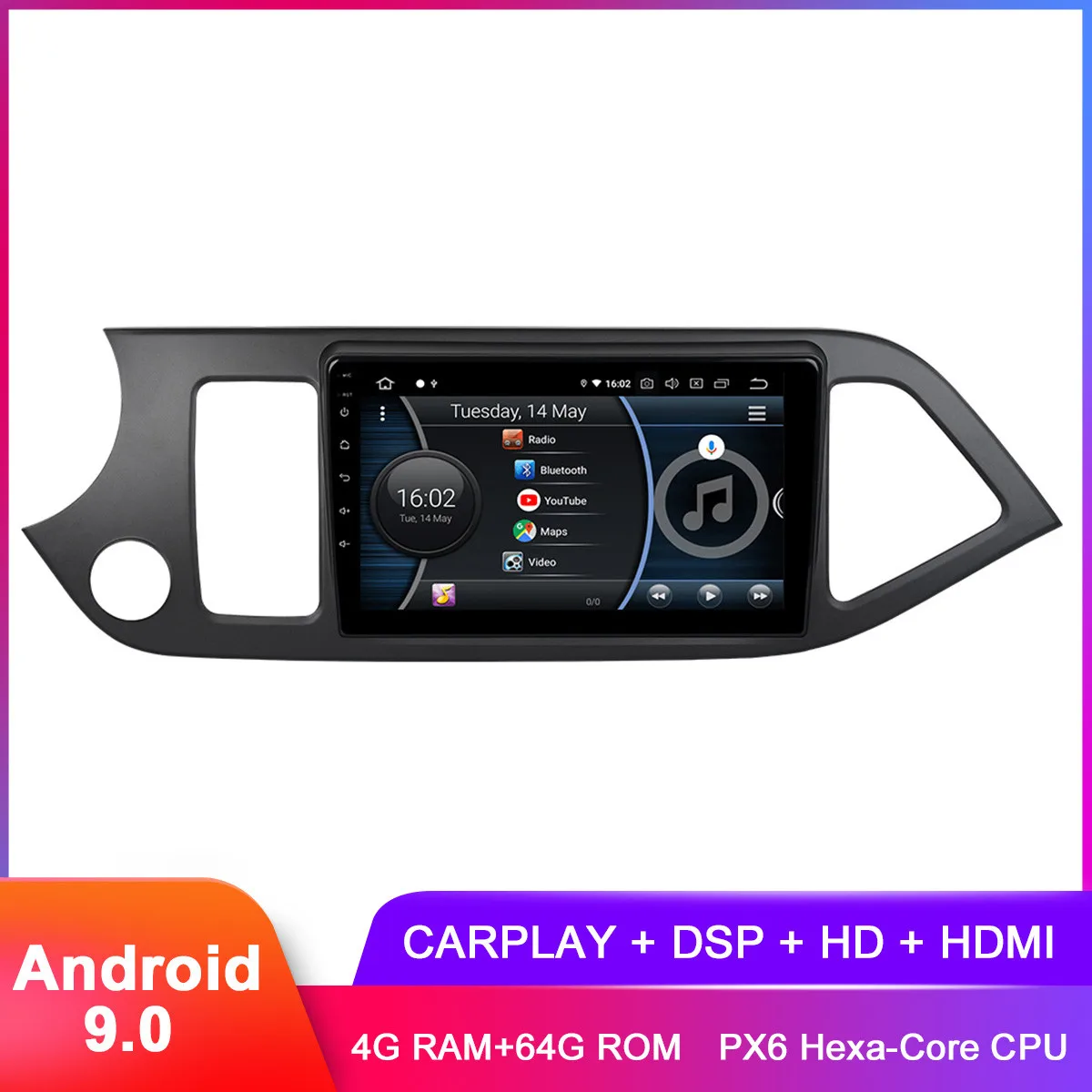 9 "IPS Android 0 автомобильный стерео для Kia Picanto Morning 2011 2012 2013 2014 2015 Carplay радио GPS WiFi FM BT 5