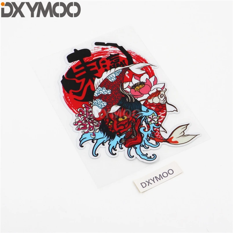Автомобильный Стайлинг виниловая наклейка Ukiyo-e JDM Doulde Face Carp Fish Koi Lotus Fuji горный