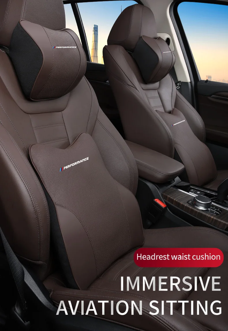 PU Leather Memory Car Neck Pillow for BMW Universal Seat Back Cushion Headrest Support Waist Quilt Lumbar Support Car Accessorie PU Leather Memory Car Neck Pillow for BMW Universal Seat Back Cushion Headrest Support Waist Quilt Lumbar Support Car Accessorie
