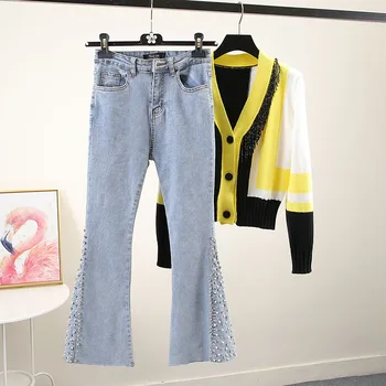 2020 New Spring Diamond Beads Cowboy Pants Women's High Waist Stretch Slim Fit Flare Trousers Girls Light Blue Jeans Pants
2020 New Spring Diamond Beads Cowboy Pants Women's High Waist Stretch Slim Fit Flare Trousers Girls Light Blue Jeans Pants