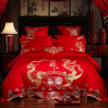 Dragon and phoenix comforter bedding sets Festive Traditional Chinese style Bedspreads with sheet pillow of Duvet Cover Set
Dragon and phoenix comforter bedding sets Festive Traditional Chinese style Bedspreads with sheet pillow of Duvet Cover Set