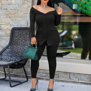 Sexy Solid Slash Neck 2 Piece Set Women Long Sleeve Tops High Waist Pants Suit Outfit Office Work Tracksuit
Sexy Solid Slash Neck 2 Piece Set Women Long Sleeve Tops High Waist Pants Suit Outfit Office Work Tracksuit