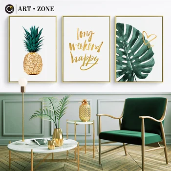 ART ZONE Nordic modern Gold Pineapple Painting Green Leaves Letter prints Wall Art Canvas posters Artwork Home Decor Poster
ART ZONE Nordic modern Gold Pineapple Painting Green Leaves Letter prints Wall Art Canvas posters Artwork Home Decor Poster