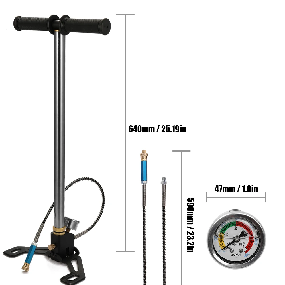 40 MPa 6000 psi High Pressure PCP Car Bike Manual Air Pump Inflator with Oil-water Separator and 8mm Female Quick Connector
40 MPa 6000 psi High Pressure PCP Car Bike Manual Air Pump Inflator with Oil-water Separator and 8mm Female Quick Connector