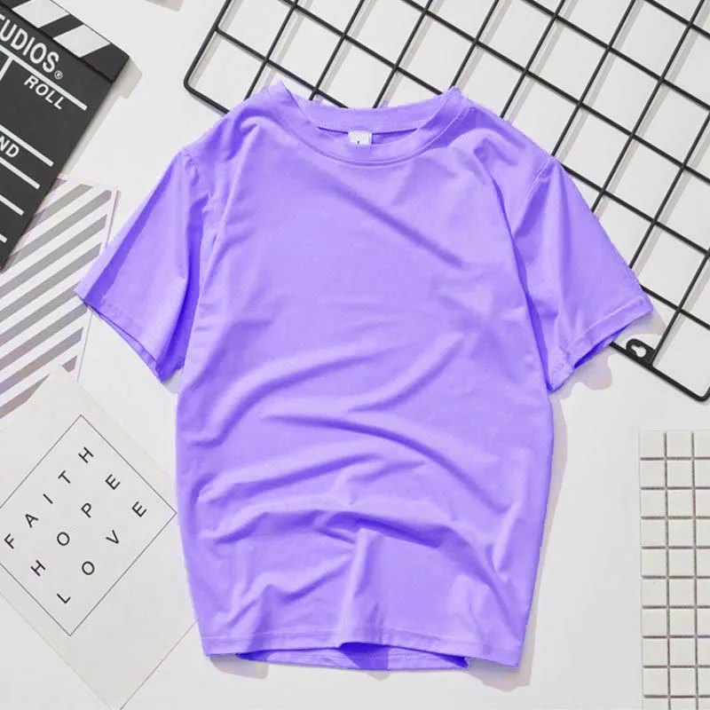 Фиолетовая футболка простой топ с коротким рукавом желтая лидер продаж дикая