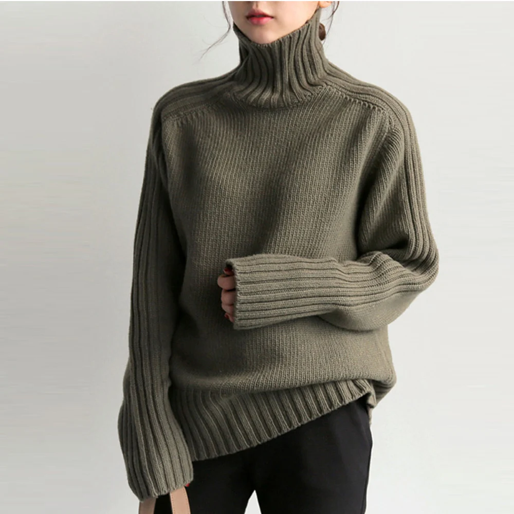 Korean Style Solid Turtleneck Knitted Sweater Autumn and Winter Minimalist Ladies Elegant Causal Knitwear Loose Tops Pullovers
Korean Style Solid Turtleneck Knitted Sweater Autumn and Winter Minimalist Ladies Elegant Causal Knitwear Loose Tops Pullovers