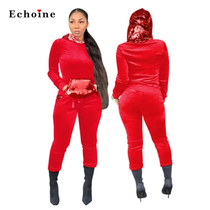 Sequin Patchwork 2 Piece Set Women Suits Velvet Tops Sport Hooded Neck Pockets Street Lady Long Pants Minimalist Female Outwear
Sequin Patchwork 2 Piece Set Women Suits Velvet Tops Sport Hooded Neck Pockets Street Lady Long Pants Minimalist Female Outwear