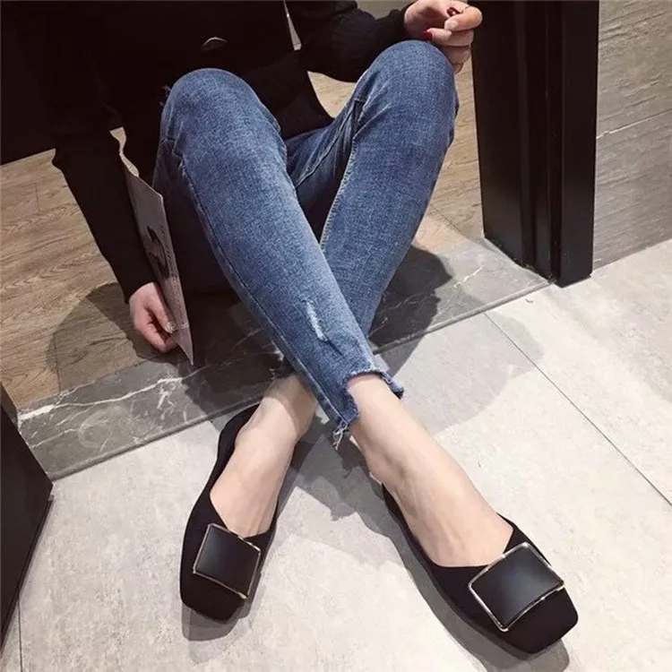 2019 Spring Flat Heel Square Head Shallow Mouth Single Shoes Women's Metal Square Buckle Loafers Low Top Korean-style WOMEN'S Sh
2019 Spring Flat Heel Square Head Shallow Mouth Single Shoes Women's Metal Square Buckle Loafers Low Top Korean-style WOMEN'S Sh