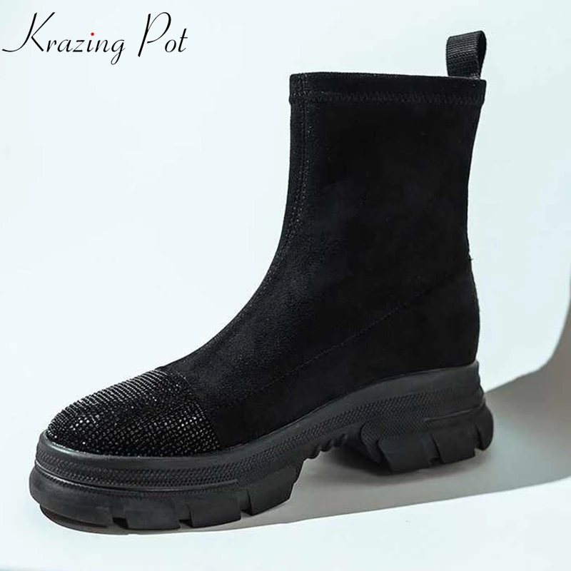 krazing pot 2020 flock western boots round toe 5cm med heels winter waterproof rock crystal beading handmade mid-calf boots L86
krazing pot 2020 flock western boots round toe 5cm med heels winter waterproof rock crystal beading handmade mid-calf boots L86