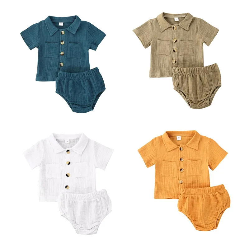 Фото Комплект одежды для маленьких девочек и мальчиков однотонная плиссированная