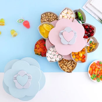 Double-layer Petal Candy Box Rotating Fruit Plate Storage Case Desktop Organizer Decor with Mobile Phone Holder for Nuts Snack
Double-layer Petal Candy Box Rotating Fruit Plate Storage Case Desktop Organizer Decor with Mobile Phone Holder for Nuts Snack