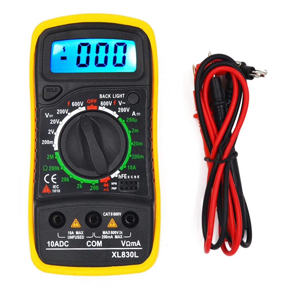 Portable Digital Multimeter Backlight AC/DC Ammeter Voltmeter Ohm Tester Meter XL830L Handheld LCD Multimeter
Portable Digital Multimeter Backlight AC/DC Ammeter Voltmeter Ohm Tester Meter XL830L Handheld LCD Multimeter
