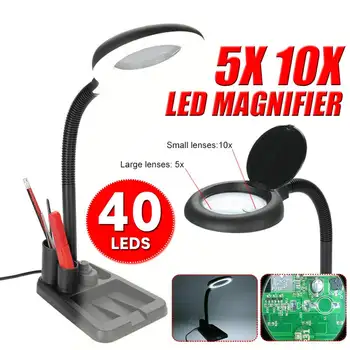 AU Plug Crafts Glass Lens LED Desk Magnifier Lamp Light 5X 10X Magnifying Desktop Loupe Repairing Tools with 40 LEDs Stand
AU Plug Crafts Glass Lens LED Desk Magnifier Lamp Light 5X 10X Magnifying Desktop Loupe Repairing Tools with 40 LEDs Stand