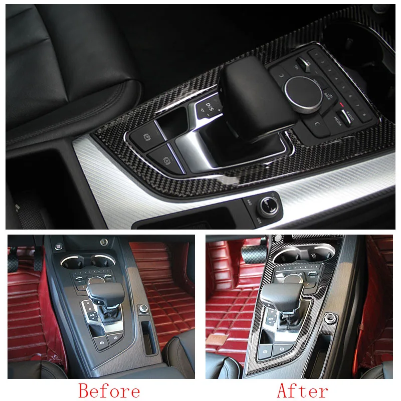 Автомобильные аксессуары 100% карбоновая рамка кнопки переключения передач Панель крышка отделка для Audi A4 B9 17-18 и A5 2018