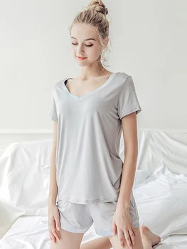Pajamas Set Shorts Nightwear V-Neck Pijamas Women Summer 2Pcs Sleepwear Modal Home Clothes For Women top from pajamas Top&Shorts
Pajamas Set Shorts Nightwear V-Neck Pijamas Women Summer 2Pcs Sleepwear Modal Home Clothes For Women top from pajamas Top&Shorts