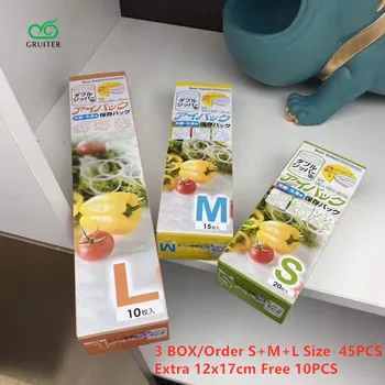 GRUITER Fresh Keeping Bag Zipper Pouches Sealed Bags Ziplock Food Pacakging Zipper Recycle Plastic Bags S+M+L 45pcs
GRUITER Fresh Keeping Bag Zipper Pouches Sealed Bags Ziplock Food Pacakging Zipper Recycle Plastic Bags S+M+L 45pcs