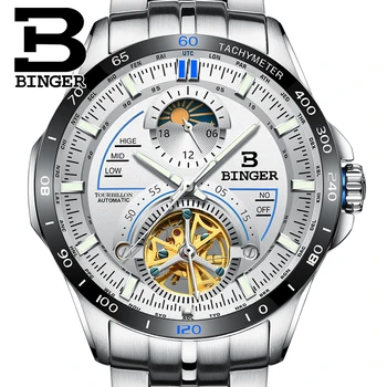 BINGER Men Automatic Mechanical Fashion Top Brand Sport Watches Tourbillon Moon Phase Stainless Steel Watch relogio masculino 
BINGER Men Automatic Mechanical Fashion Top Brand Sport Watches Tourbillon Moon Phase Stainless Steel Watch relogio masculino