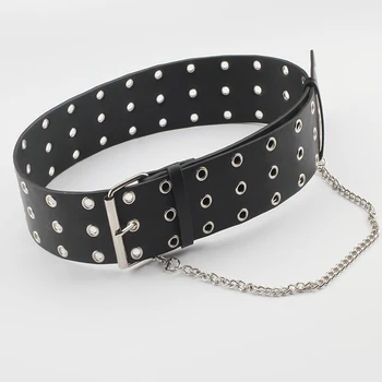 Women/Men Punk Belt Three Rows Of Holes Belt Detachable Chain Decorative Jeans Waistband Jacket Accessories PU Leather Belt
Women/Men Punk Belt Three Rows Of Holes Belt Detachable Chain Decorative Jeans Waistband Jacket Accessories PU Leather Belt