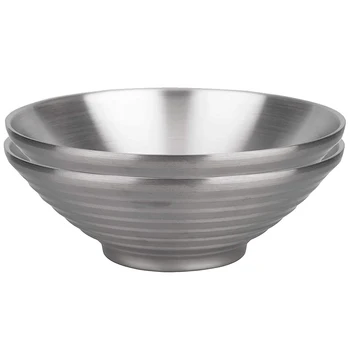 

2 Piece Double Wall Bowls SUS304 Stainless Steel Salad Bowl Serving Bowl for Salad Noodle Soup Fruit (8.66-Inch))