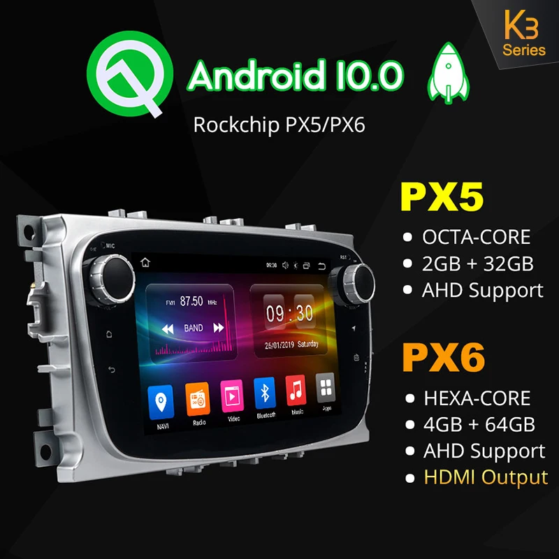 Автомобильный DVD плеер Ownice K3 K5 K6 Android 10 0 2 DIN GPS Navi головное устройство для Ford Focus Mondeo