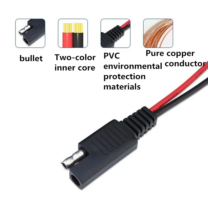 5 PCS 18AWG DIY SAE Power Automotive Extension Cable 2 Pin With SAE Connector Cable Quick Disconnect
5 PCS 18AWG DIY SAE Power Automotive Extension Cable 2 Pin With SAE Connector Cable Quick Disconnect