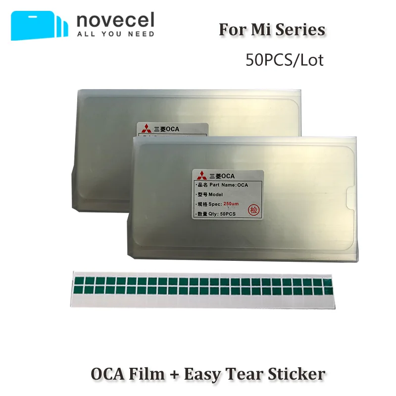 

50Pcs/Lot 250um For Xiaomi Mi 9 8 6 5 4 3 2 lite 6X 5X 4X Max 3 2 OCA Glue Optical Claear Adhesive Film Easy Tear