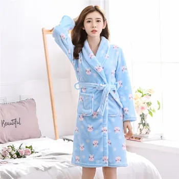 Women Flannel Print Sleepwear Winter Warm Nightdress Soft Kimono Bathrobe Gown Coral Fleece Home Clothes Intimate Lingerie
Women Flannel Print Sleepwear Winter Warm Nightdress Soft Kimono Bathrobe Gown Coral Fleece Home Clothes Intimate Lingerie