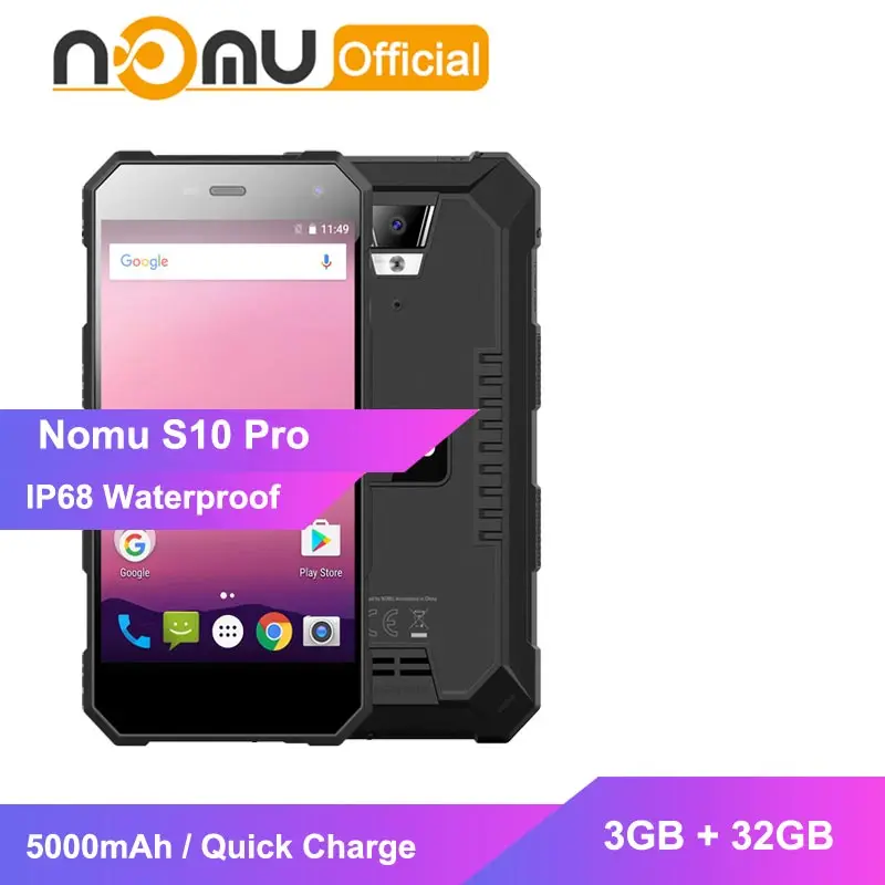 Nomu S10 Pro Shockproof mobile phone IP68 Waterproof smartphone MTK6737T Quad Core 3GB+32GB 8MP 5000mAh Quick Charge Cell Phone | Мобильные