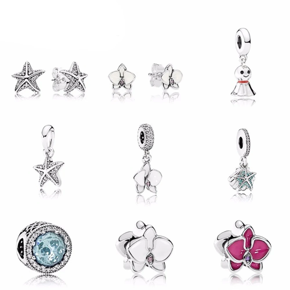 

100% 925 lovely Stars Radiation heart bead Fits Original Charms Bracelets 925 Sterling Silver Glass beads Jewelry