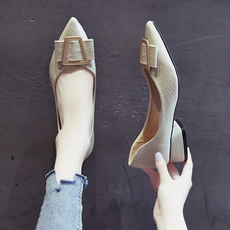 Shoes Women's 2019 Spring Korean-style Versatile Pointed Shallow Mouth Metal Square Buckle Summer Chunky-Heel Online Celebrity F
Shoes Women's 2019 Spring Korean-style Versatile Pointed Shallow Mouth Metal Square Buckle Summer Chunky-Heel Online Celebrity F