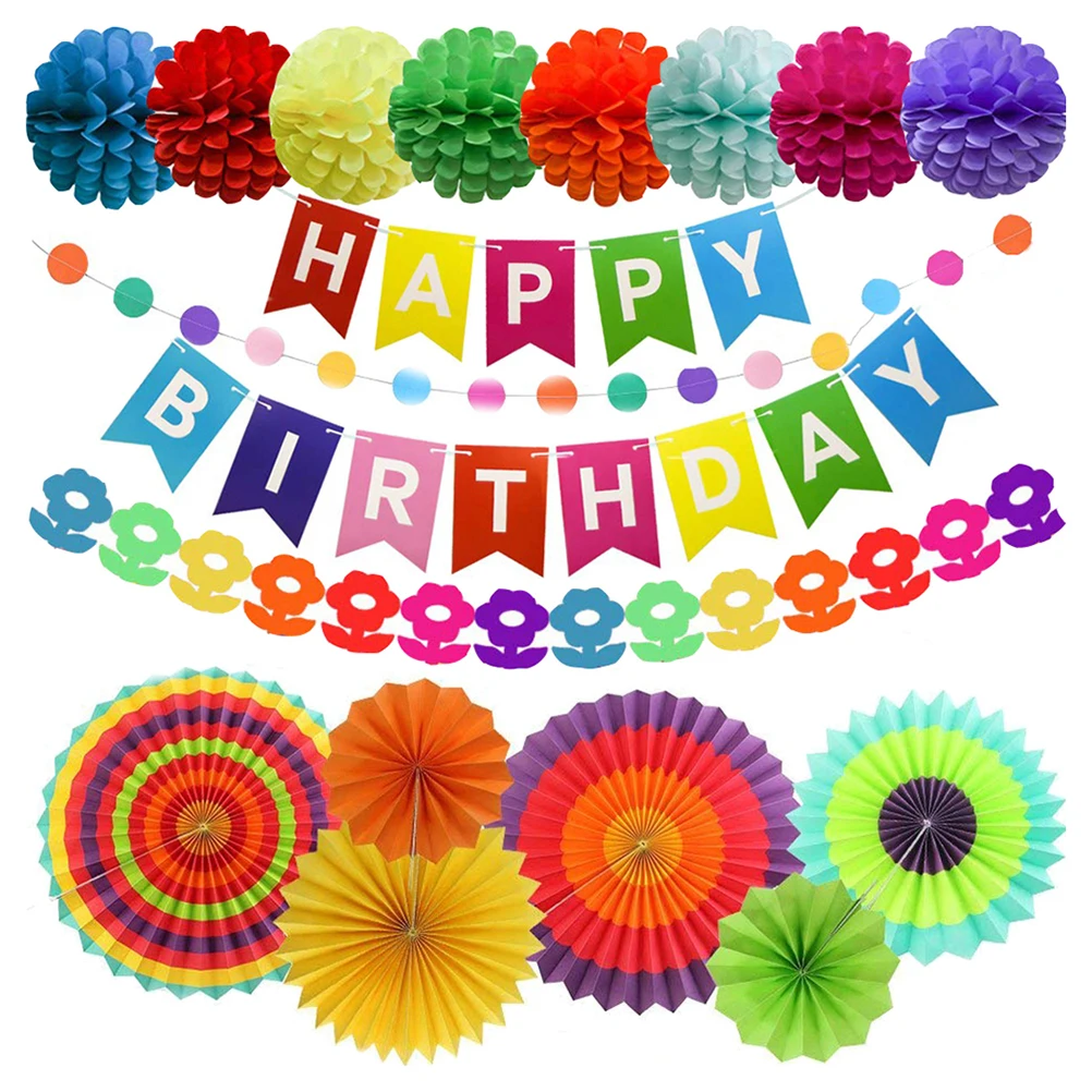 17pcs Rainbow Color Party Banners Decorations Paper String Flower Ball Fan Set Happy Birthday Party Decoration Baby Shower Favor
17pcs Rainbow Color Party Banners Decorations Paper String Flower Ball Fan Set Happy Birthday Party Decoration Baby Shower Favor