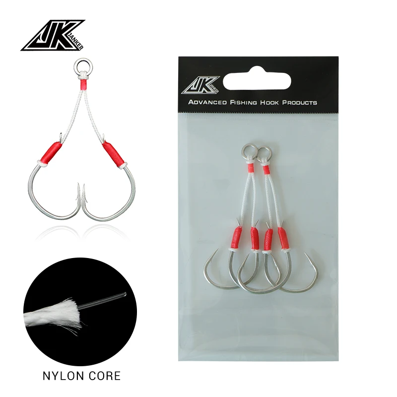 JK 5 Packs Slow Jig Hook Metal Jig Auxiliary Hook 3/0 4/0 5/0 6/0 Anti-Rust Coating Saltwater Fishing Double Hook
JK 5 Packs Slow Jig Hook Metal Jig Auxiliary Hook 3/0 4/0 5/0 6/0 Anti-Rust Coating Saltwater Fishing Double Hook