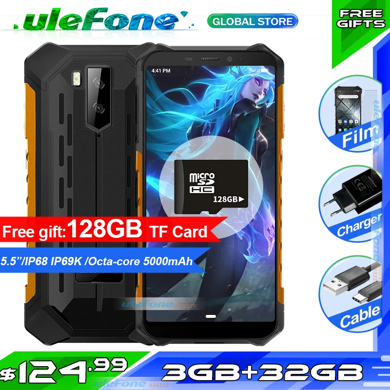 Ulefone Armor X5 Smartphone MT6763 Octa core IP68 Waterproof Android 9 Face Unlock 3GB 32GB OTG NFC 4G LTE Global Version Phone
Ulefone Armor X5 Smartphone MT6763 Octa core IP68 Waterproof Android 9 Face Unlock 3GB 32GB OTG NFC 4G LTE Global Version Phone