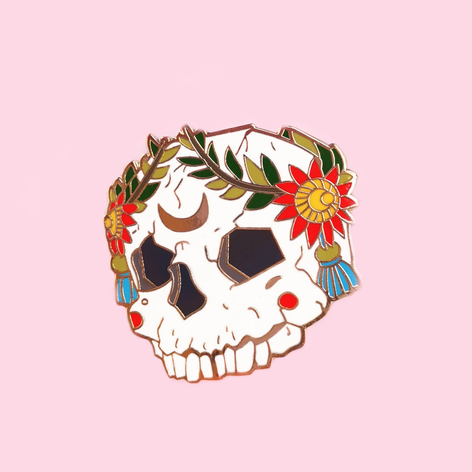 

Gorgeous Flowers Skull Hard Enamel Pin Charm Unique Plant Sun Flower Brooch Fashion Backpack Lapel Pins Gothic Halloween Gift