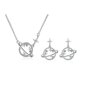 925 Sterling Silver Universe Planet Star Jewelry Set Cubic Zircon Necklace Earring Set For Women Wedding Party Jewelry 
925 Sterling Silver Universe Planet Star Jewelry Set Cubic Zircon Necklace Earring Set For Women Wedding Party Jewelry